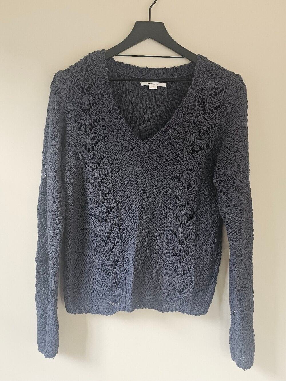 O'Neill Navy Open-Knit V-Neck Sweater